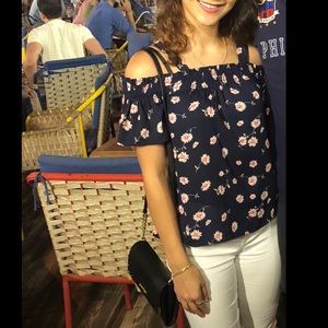 Off the shoulder Navy floral blouse